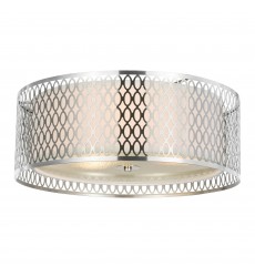  Mikayla 3 Light Drum Shade Flush Mount With Satin Nickel Finish (5555C17SN) - CWI