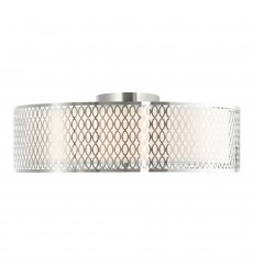  Mikayla 5 Light Drum Shade Flush Mount With Satin Nickel Finish (5555C22SN) - CWI