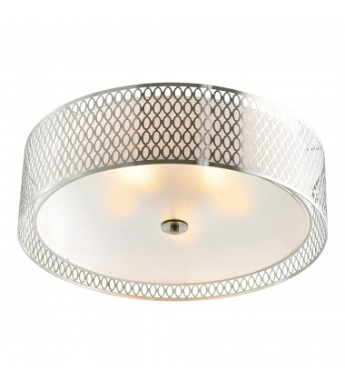  Mikayla 5 Light Drum Shade Flush Mount With Satin Nickel Finish (5555C22SN) - CWI