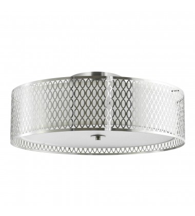  Mikayla 5 Light Drum Shade Flush Mount With Satin Nickel Finish (5555C22SN) - CWI