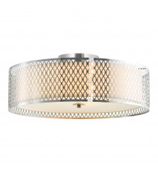  Mikayla 5 Light Drum Shade Flush Mount With Satin Nickel Finish (5555C22SN) - CWI