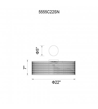  Mikayla 5 Light Drum Shade Flush Mount With Satin Nickel Finish (5555C22SN) - CWI