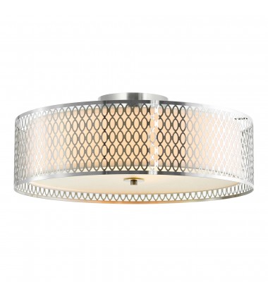  Mikayla 5 Light Drum Shade Flush Mount With Satin Nickel Finish (5555C22SN) - CWI