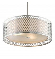  Mikayla 3 Light Drum Shade Chandelier With Satin Nickel Finish (5555P17SN) - CWI