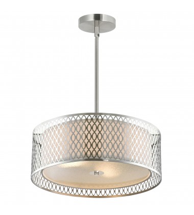  Mikayla 3 Light Drum Shade Chandelier With Satin Nickel Finish (5555P17SN) - CWI