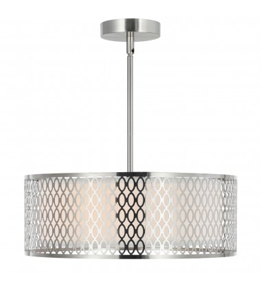  Mikayla 3 Light Drum Shade Chandelier With Satin Nickel Finish (5555P17SN) - CWI
