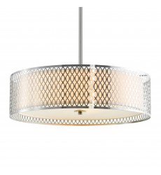  Mikayla 5 Light Drum Shade Chandelier With Satin Nickel Finish (5555P22SN) - CWI