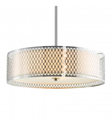  Mikayla 5 Light Drum Shade Chandelier With Satin Nickel Finish (5555P22SN) - CWI