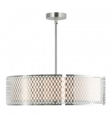  Mikayla 5 Light Drum Shade Chandelier With Satin Nickel Finish (5555P22SN) - CWI