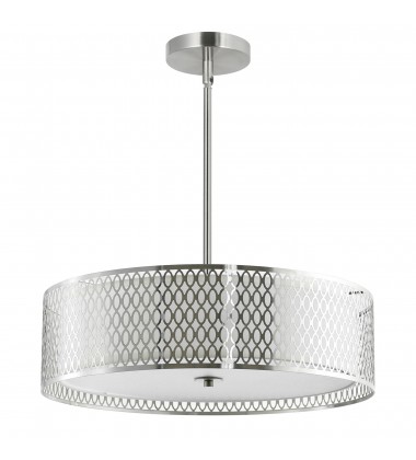  Mikayla 5 Light Drum Shade Chandelier With Satin Nickel Finish (5555P22SN) - CWI