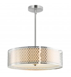  Mikayla 5 Light Drum Shade Chandelier With Satin Nickel Finish (5555P22SN) - CWI