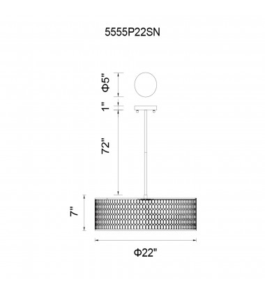  Mikayla 5 Light Drum Shade Chandelier With Satin Nickel Finish (5555P22SN) - CWI