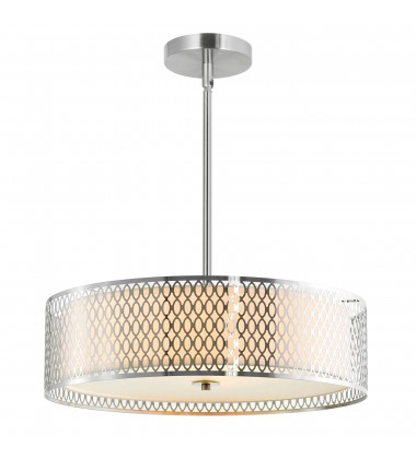  Mikayla 5 Light Drum Shade Chandelier With Satin Nickel Finish (5555P22SN) - CWI