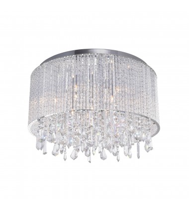  Benson 6 Light Drum Shade Flush Mount With Chrome Finish (5562C16C Clear) - CWI