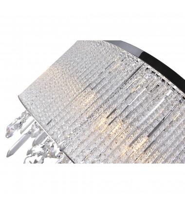  Benson 9 Light Drum Shade Flush Mount With Chrome Finish (5562C20C Clear) - CWI