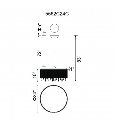  Benson 14 Light Drum Shade Flush Mount With Chrome Finish (5562C24C Clear) - CWI