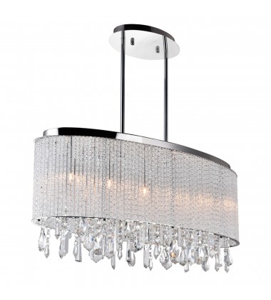  Benson 5 Light Drum Shade Chandelier With Chrome Finish (5562P26C-O Clear) - CWI