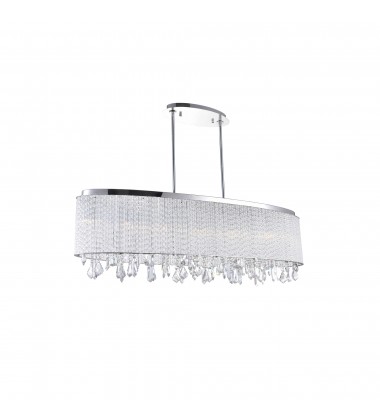  Benson 7 Light Drum Shade Chandelier With Chrome Finish (5562P38C-O Clear) - CWI