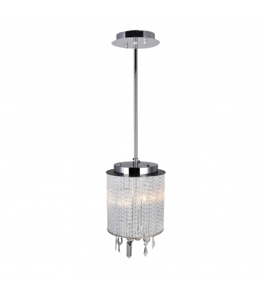  Benson 2 Light Drum Shade Mini Pendant With Chrome Finish (5562P8C Clear) - CWI