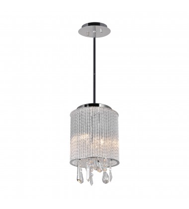  Benson 2 Light Drum Shade Mini Pendant With Chrome Finish (5562P8C Clear) - CWI