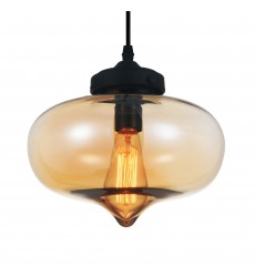  Glass 1 Light Down Mini Pendant With Amber Finish (5570P11 - Amber) - CWI