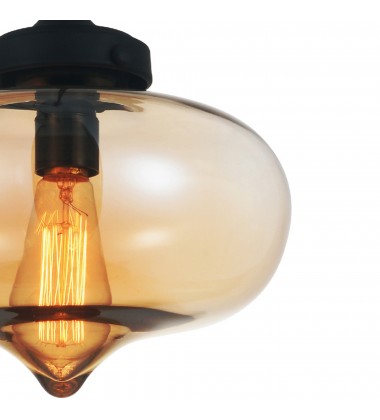  Glass 1 Light Down Mini Pendant With Amber Finish (5570P11 - Amber) - CWI