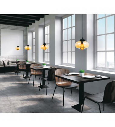  Glass 1 Light Down Mini Pendant With Amber Finish (5570P11 - Amber) - CWI