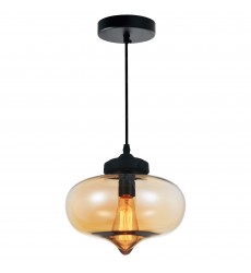 Glass 1 Light Down Mini Pendant With Amber Finish (5570P11 - Amber) - CWI