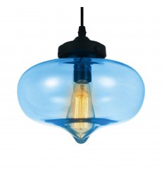  Glass 1 Light Down Mini Pendant With Blue Finish (5570P11 - Blue) - CWI