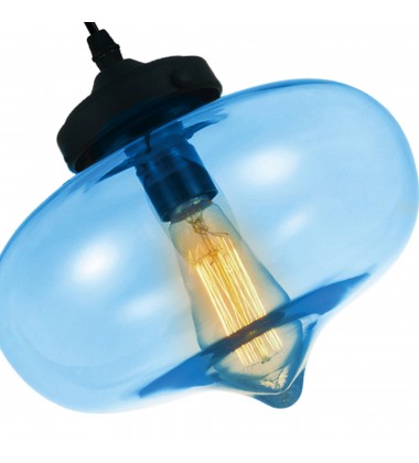  Glass 1 Light Down Mini Pendant With Blue Finish (5570P11 - Blue) - CWI