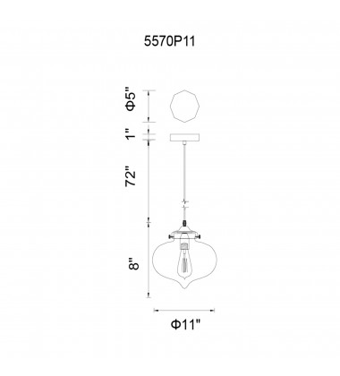  Glass 1 Light Down Mini Pendant With Clear Finish (5570P11 - Clear) - CWI