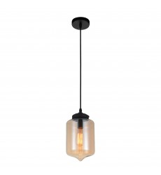  Glass 1 Light Down Mini Pendant With Amber Finish (5570P7C - Amber) - CWI