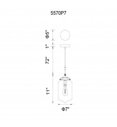  Glass 1 Light Down Mini Pendant With Amber Finish (5570P7C - Amber) - CWI