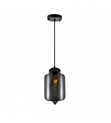  Glass 1 Light Down Mini Pendant With Smoke Finish (5570P7C - Smoke) - CWI