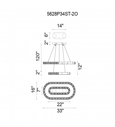  Milan LED Chandelier With Chrome Finish (5628P34ST-2O) - CWI