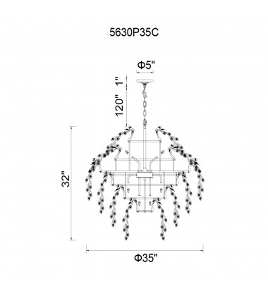  Flurry 17 Light Down Chandelier With Chrome Finish (5630P35C) - CWI