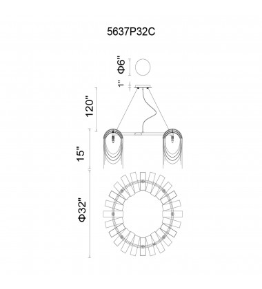  Shirley 8 Light Down Chandelier With Chrome Finish (5637P32C) - CWI