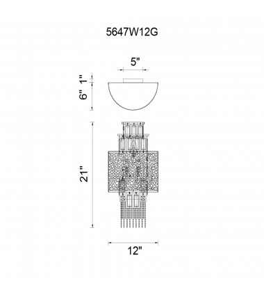  Stained 3 Light Wall Sconce With Gold Finish (5647W12G) - CWI