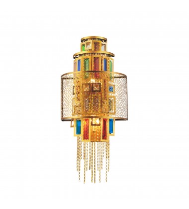  Stained 3 Light Wall Sconce With Gold Finish (5647W12G) - CWI