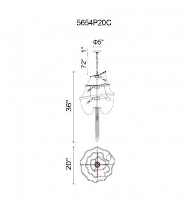  Secca 9 Light Down Chandelier With Chrome Finish (5654P20C) - CWI