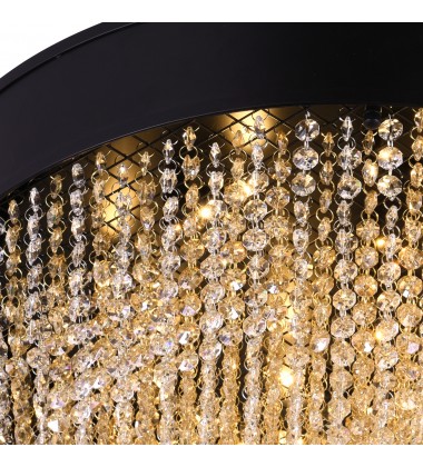  Medina 15 Light Drum Shade Chandelier With Black Finish (5687P30-22-101) - CWI