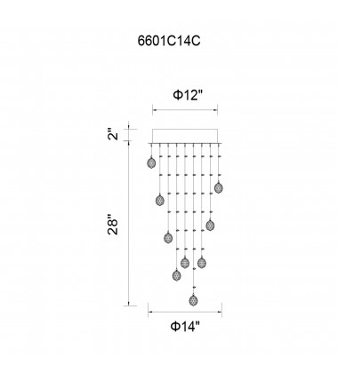  Rain Drop 4 Light Flush Mount With Chrome Finish (6601C14C) - CWI
