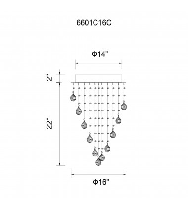  Rain Drop 5 Light Flush Mount With Chrome Finish (6601C16C) - CWI