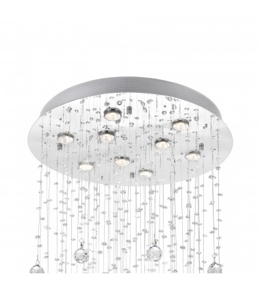  Rain Drop 9 Light Flush Mount With Chrome Finish (6601C24C(H:47)) - CWI