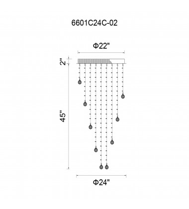  Rain Drop 9 Light Flush Mount With Chrome Finish (6601C24C(H:47)) - CWI