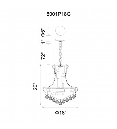 Empire 8 Light Down Chandelier With Gold Finish (8001P18G) - CWI Empire 8 Light Down Chandelier With Gold Finish (8001P18G) - CWI