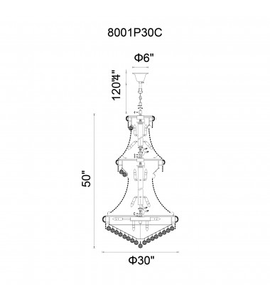  Empire 32 Light Down Chandelier With Gold Finish (8001P30G) - CWI