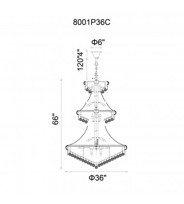  Empire 34 Light Down Chandelier With Gold Finish (8001P36G) - CWI