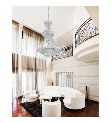  Empire 38 Light Down Chandelier With Chrome Finish (8001P42C) - CWI