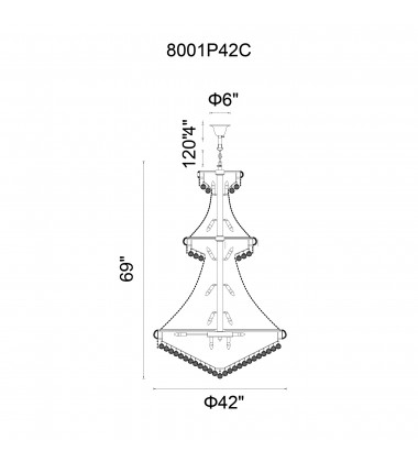  Empire 38 Light Down Chandelier With Chrome Finish (8001P42C) - CWI